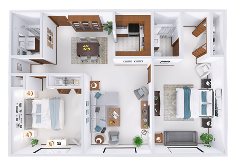 Floor plan for 2 beds, 2 baths, 1239 sqft